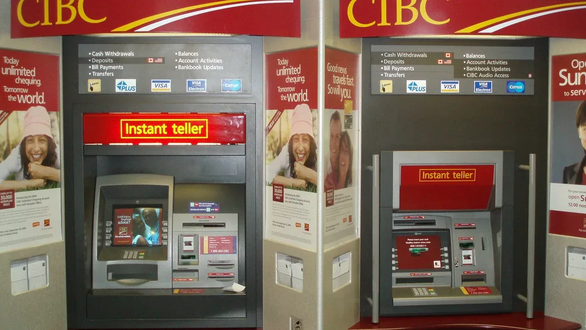 Two CIBC Instant Teller bank machines inside a shopping mall in Markham, Ontario