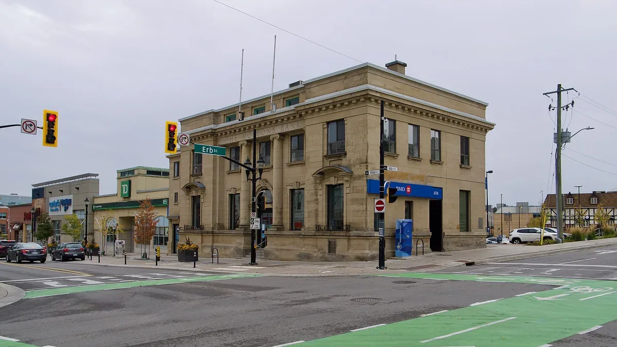 Bank of Montreal branch building at 3 King Street South, Waterloo, Ontario